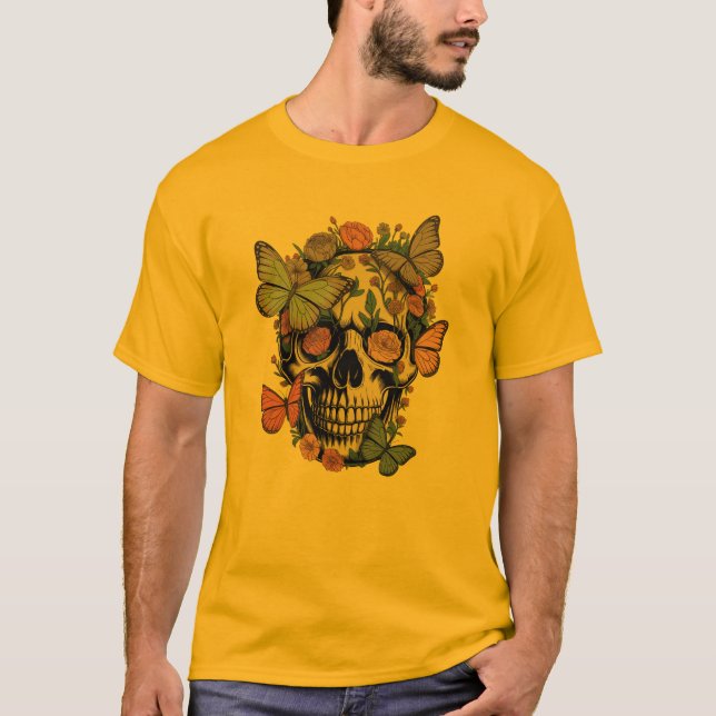 FloralSkullT-Shirt | Ästhetischer SchädelmitBlumen T-Shirt (Front)
