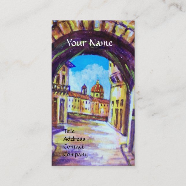 FLORENCE ANTIQUE ALLEY VIEW CHURCH CESTELLO BUSINESS CARD (Front)