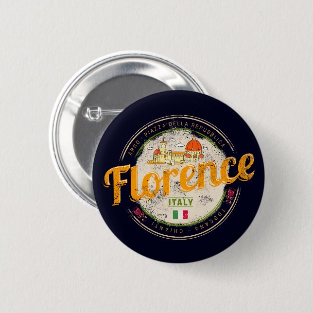 Florence capital of Tuscany Italy vintage souvenir Button (Front & Back)