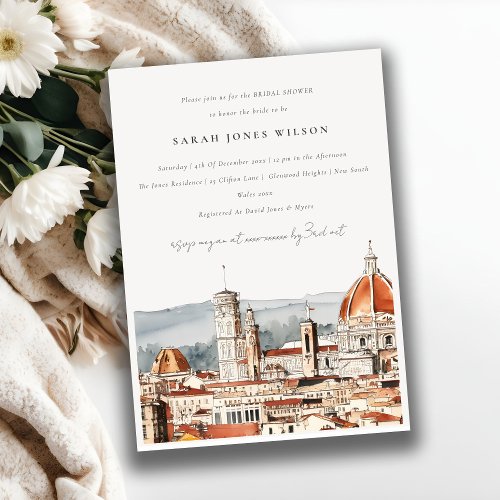 Florence Cathedral Italy Watercolor Bridal Shower Invitation