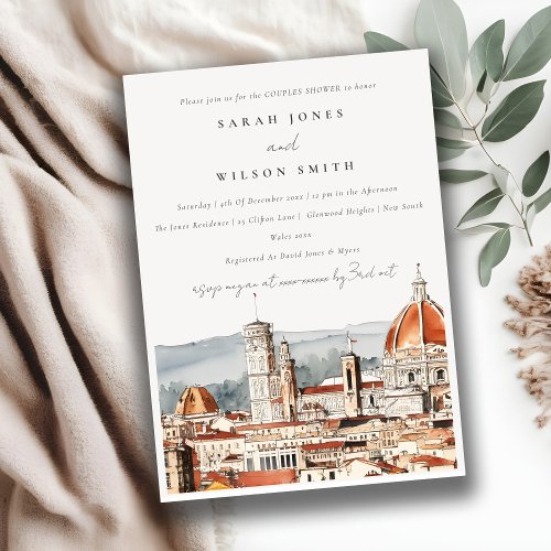 Florence Cathedral Italy Watercolor Couples Shower Invitation