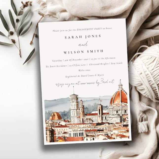 Florence Cathedral Italy Watercolor Engagement Invitation (Creator Uploaded)