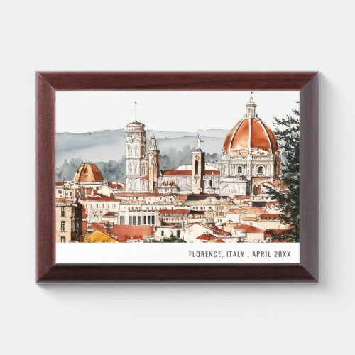 Florence Cathedral Italy Watercolor Italian Travel Award Plaque