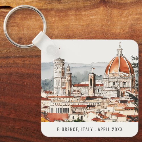 Florence Cathedral Italy Watercolor Italian Travel Keychain