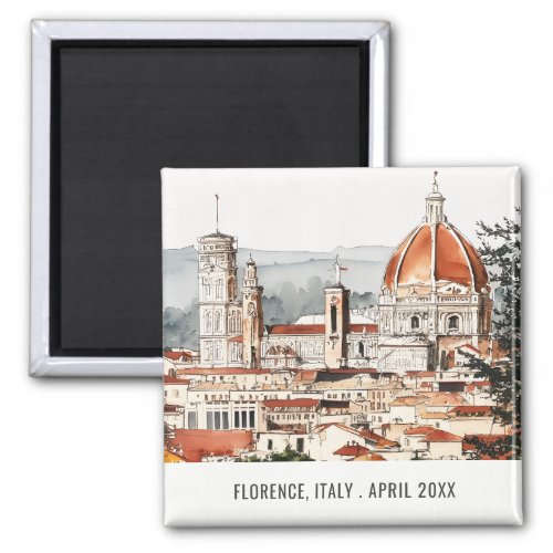 Florence Cathedral Italy Watercolor Italian Travel Magnet