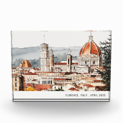 Florence Cathedral Italy Watercolor Italian Travel Photo Block