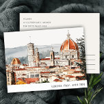 Florence Cathedral Italy Watercolor Italian Travel Postcard<br><div class="desc">If you need any further customization please feel free to email me on yellowfebstudio@gmail.com. or message via Zazzle.</div>