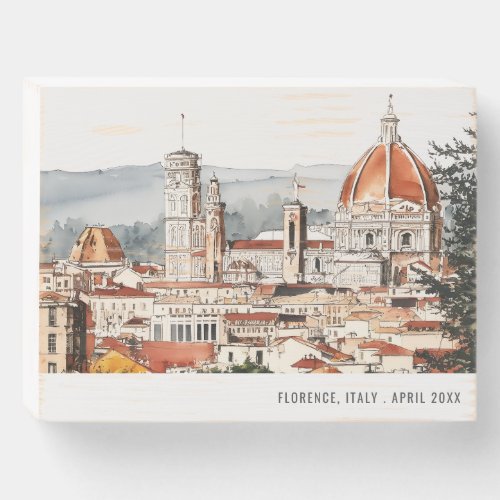 Florence Cathedral Italy Watercolor Italian Travel Wooden Box Sign