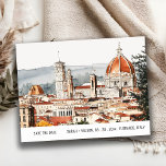Florence Cathedral Italy Watercolor Save The Date Postcard<br><div class="desc">If you need any further customization please feel free to email me on yellowfebstudio@gmail.com. or message via Zazzle.</div>