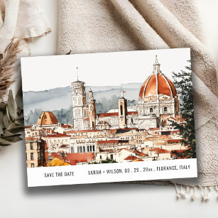 Florence Cathedral Italy Watercolor Save The Date Postcard