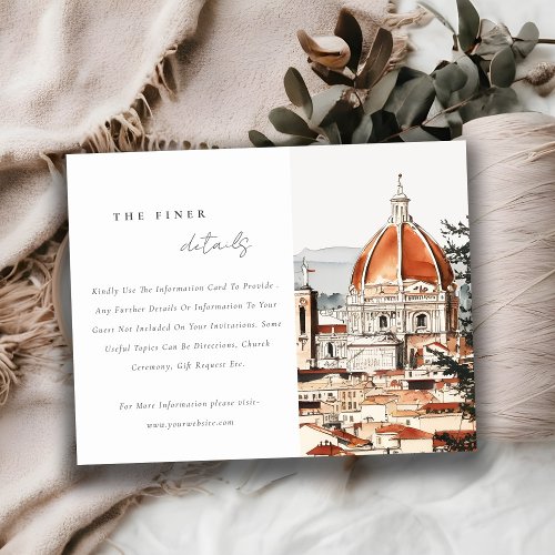 Florence Cathedral Italy Watercolor Wedding Detail Enclosure Card