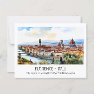 Florence city skyline watercolor tourist curio postcard