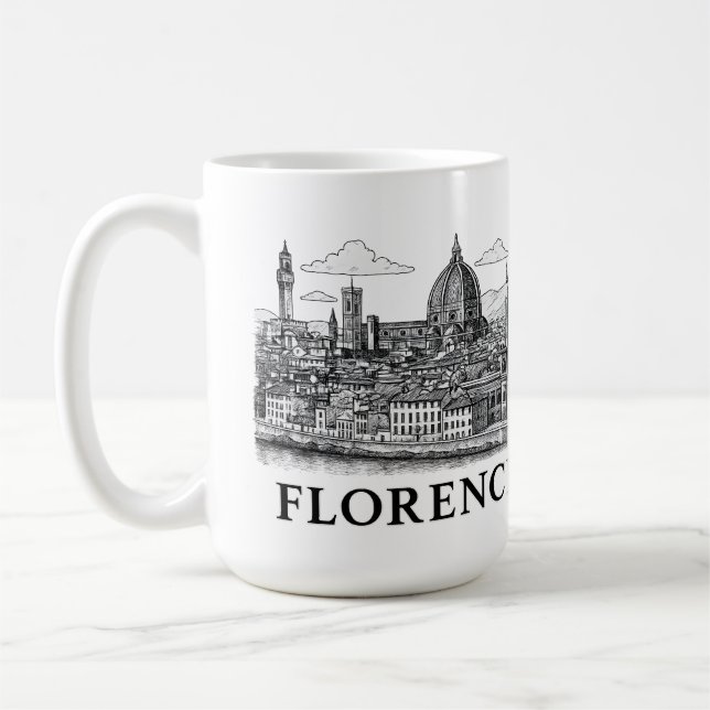 Florence Cityscape – Duomo Cathedral Line Art Coffee Mug (Left)