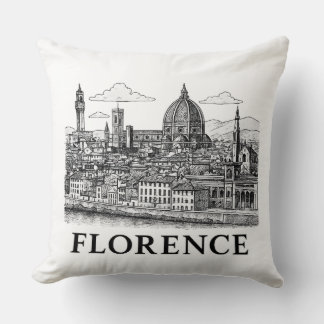 Florence Cityscape – Duomo Cathedral Line Art Throw Pillow