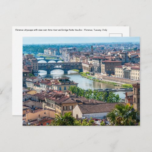 Florence cityscape _ Ponte Vecchio over Arno river Postcard