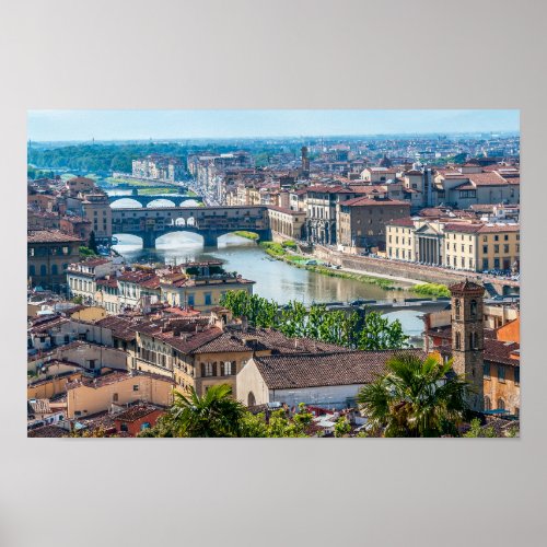 Florence cityscape _ Ponte Vecchio over Arno river Poster