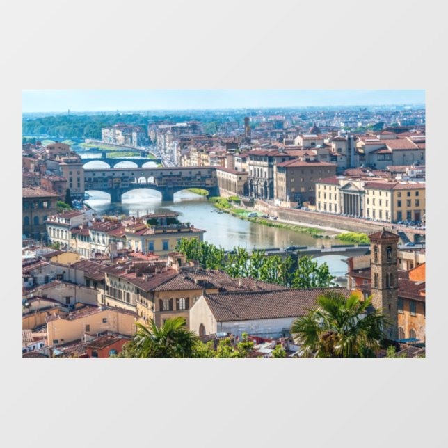 Florence cityscape - Ponte Vecchio over Arno river Window Cling (Sheet)