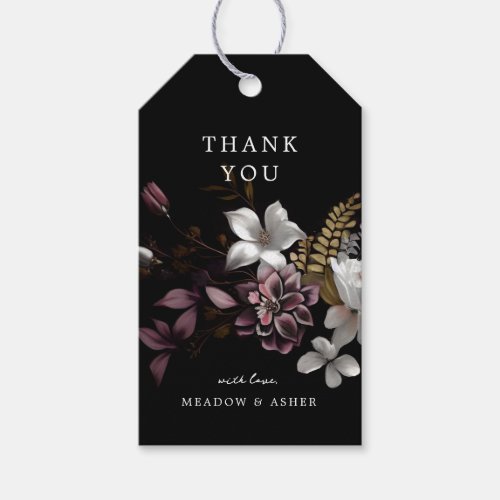 Florence Dark Floral Wedding Thank You Gift Tags