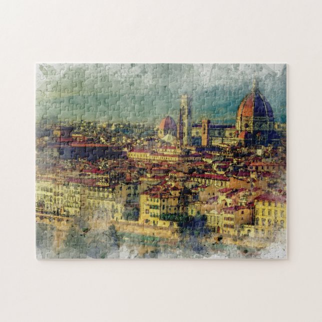 Florence dome italy mediterranean watercolour jigsaw puzzle (Horizontal)
