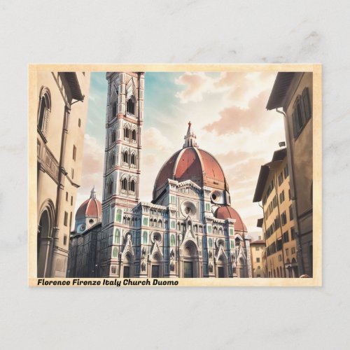 Florence Firenze Italy Church Duomo Vintage Postcard