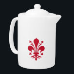 Florence Flag Teapot<br><div class="desc">Add a refined touch of Italian tradition to your tea time with our Teapot featuring the flag of Florence, Italy! This elegant teapot displays the iconic red fleur-de-lis emblem on a crisp white background—Florence’s celebrated symbol of beauty, strength, and Tuscan pride. Ideal for serving tea with cultural flair, it’s a...</div>