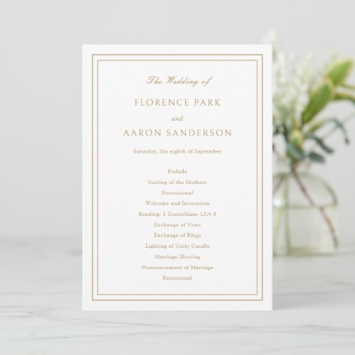 Florence Gold Elegant Wedding Program