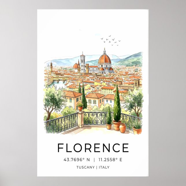 Florence Italy Art Print Tuscan Terrace (Front)