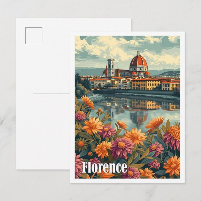 Florence Italy Artistic Travel Illustration Postcard (Front/Back)