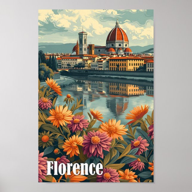 Florence Italy Artistic Travel Illustration Poster (Front)