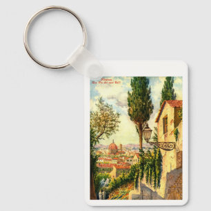 Florence, Italy, Beautiful Street Scene Vintage Keychain