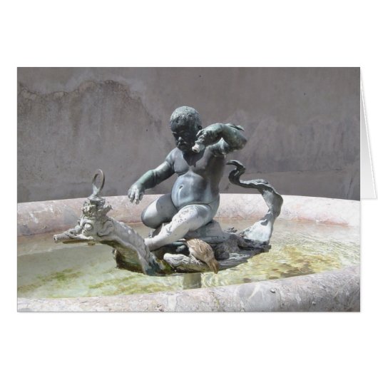 Florence Italy Bird Bath Blank Card (Front Horizontal)
