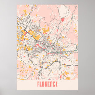 Florence - Italy Chalk City Map Poster