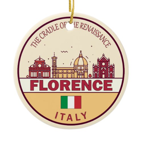Florence Italy City Skyline Emblem Ceramic Ornament