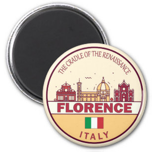 Florence Italy City Skyline Emblem Magnet