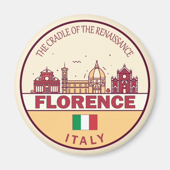 Florence Italy City Skyline Emblem Magnet (Front)