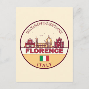 Florence Italy City Skyline Emblem Postcard