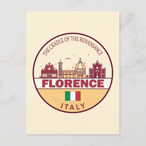 Florence Italy City Skyline Emblem Postcard