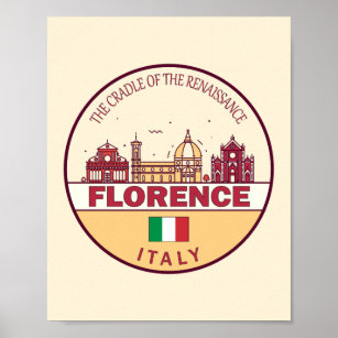 Florence Italy City Skyline Emblem Poster