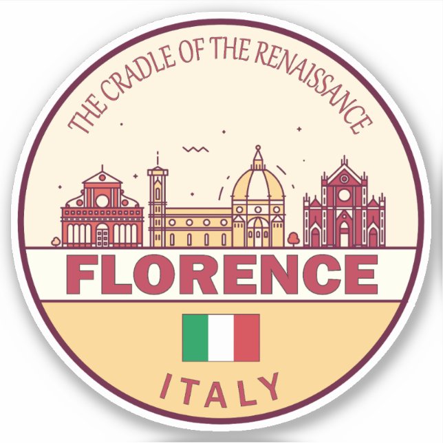 Florence Italy City Skyline Emblem Sticker (Front)