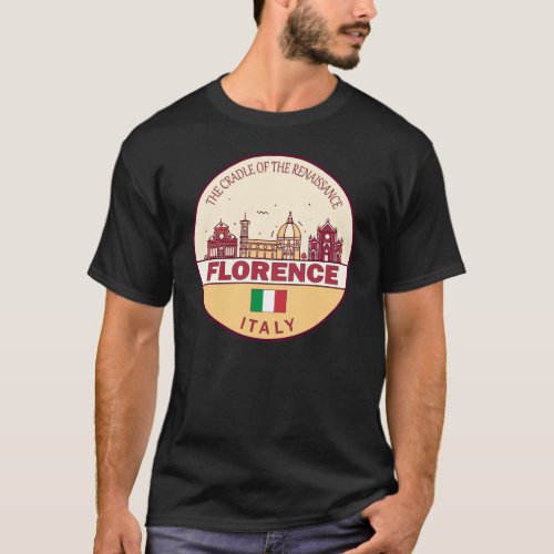Florence Italy City Skyline Emblem T_Shirt