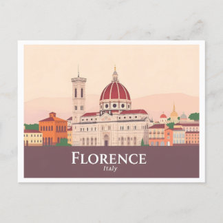 Florence Italy Duomo di Firenze Pastel Travel Postcard