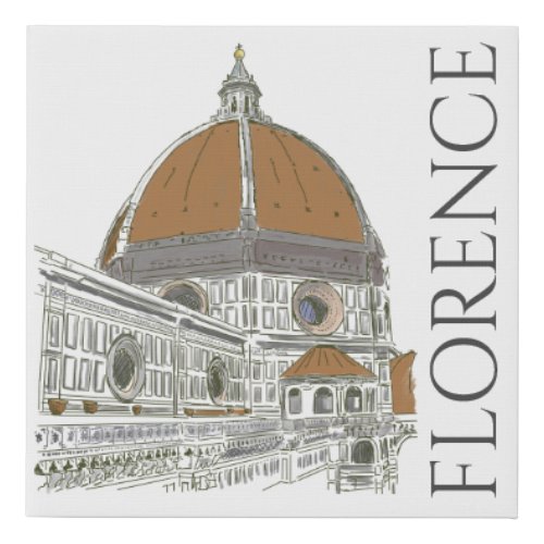 Florence Italy Duomo in Pen and Ink and watercolor Faux Canvas Print