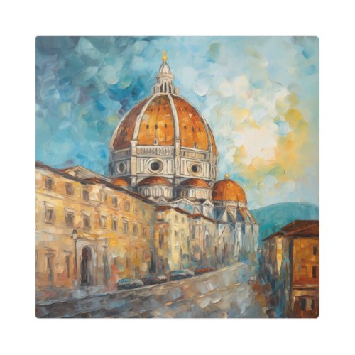 Florence Italy  Duomo  Oil Painting Style Metal Print