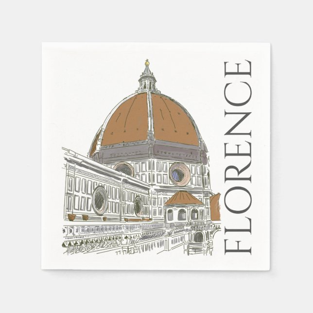 Florence Italy Duomo Pen and Ink Illustration Napkins (Front)