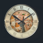 Florence, Italy (Duomo) Round Clock<br><div class="desc">Panoramic view of Florence,  Italy from the top level of Giotto's Bell Tower (Campanila di Giotto),  built between 1334-1359 AD,  which is about 277 ft. high.</div>