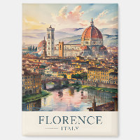 Florence Italy Duomo Skyline Vintage Watercolor