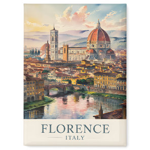 Florence Italy Duomo Skyline Vintage Watercolor Magnet