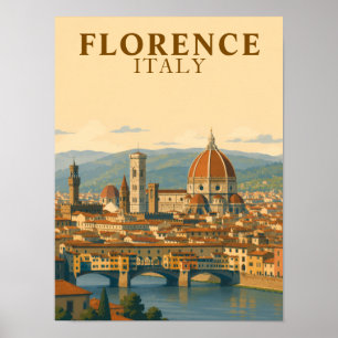 Florence Italy Duomo Vintage Travel Poster
