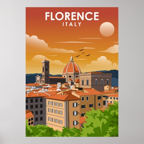 Florence Italy European City Travel Illustration Poster