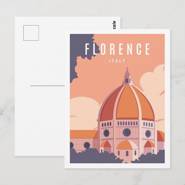 Florence Italy Famous Travel Place Illustration Postcard (Front/Back)